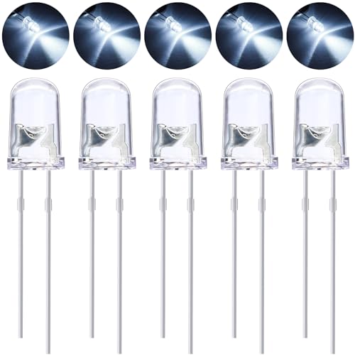 EBOOT 100 Pcs Clear LED Light Emitting Diodes Bulb LED Lamp, 5 mm (White) - color: White
