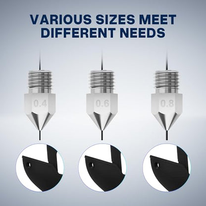 ELEGOO 5pcs 0.4/0.6/0.8mm Harden Steel Nozzles for Neptune 3/Pro/Plus/Max - style: Harden Steel Multi Sizes