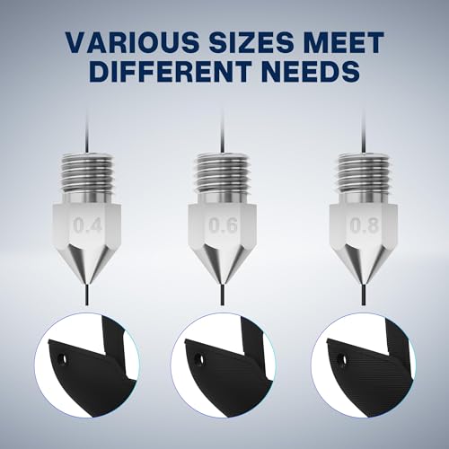 ELEGOO 5pcs 0.4/0.6/0.8mm Harden Steel Nozzles for Neptune 3/Pro/Plus/Max - style: Harden Steel Multi Sizes