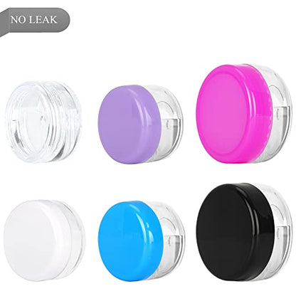 100PCS 5 Gram Sample Containers, 5ml Empty Jars with Lids, Small Cosmetic Containers, Mini Sample Jars with 8PCS Mini Spatulas for Make Up, Oils, Lotion, Powder, Paint, Jewelry, Lip Balms(Clear Lid) - color: Clear, size: 100 Count