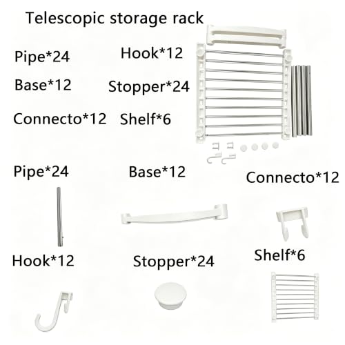 BLULEE Expandable Standing Shelf Unit, Adjustable Storage Rack White - color: White