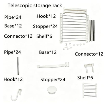BLULEE Expandable Standing Shelf Unit, Adjustable Storage Rack White - color: White