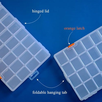3 Pack 36 Grids Clear Plastic Storage Box with Dividers - size: 36 Grids