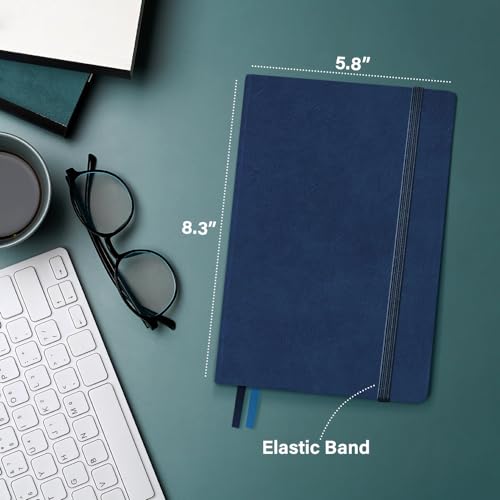 Plexon Graph Paper Notebook, Notebook Journal 160 Pages, Graph Notebook Medium 5.7 inches x 8 inches, 120 GSM Thick Paper, Navy Blue, Hardcover - color: Blue, style: Graph
