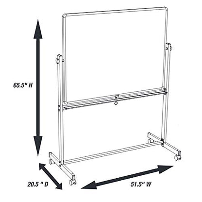 Mobile Magnetic Whiteboard 48"W x 36"H Silver Frame - size: 48"W x 36"H