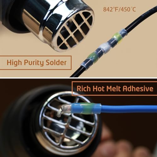 350 Pcs Solder Seal Wire Connectors Heat Shrink Butt Connectors Kit Marine Waterproof Wiring Electrical Cable Splice Terminals for Boat Automotive RV Trailer - size: 350 PCS