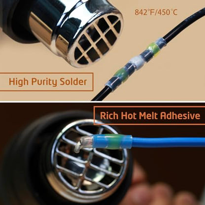 350 Pcs Solder Seal Wire Connectors Heat Shrink Butt Connectors Kit Marine Waterproof Wiring Electrical Cable Splice Terminals for Boat Automotive RV Trailer - size: 350 PCS