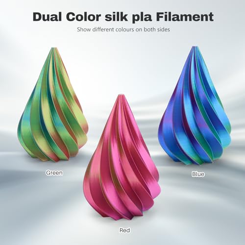3DHoJor Silk PLA Filament 1.75mm Red Green Blue Triple Color PLA 3D Printer Filament 3 in 1 Coextrusion 1KG Spool(2.2lbs) 3D Printing Filament Dimensional Accuracy +/- 0.03mm - color: Red Green Blue