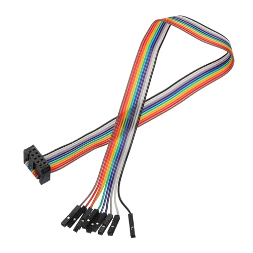 MECCANIXITY 1 Pcs IDC Rainbow Wire Flat Ribbon Cable FC-Female to 10P 11.8 Inch Length 2.54mm Pitch Breadboard Jumper Wires for Electronic Projects