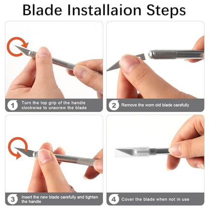 12 Pack Exacto Knife Set, Metal Craft Knives Kit, Hobby Knife Set, Blade Precision Knifes for DIY Crafts, Arts, Trimming, Cutting, Carving
