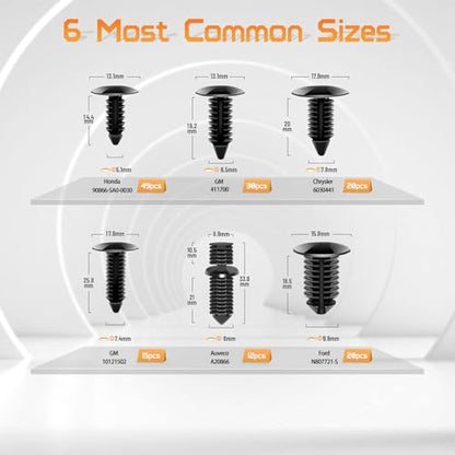 OTUAYAUTO 147PCS Universal Nylon Bumper Shield Retainer - size: Universal (147 pieces)
