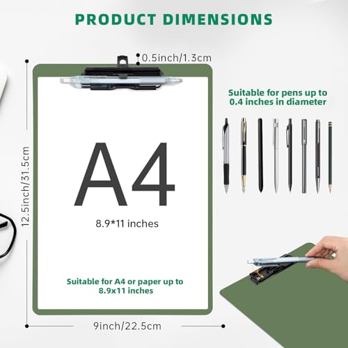 FRETONBA Clipboard with Pen Holder, Green - style: 1 Pack-Green
