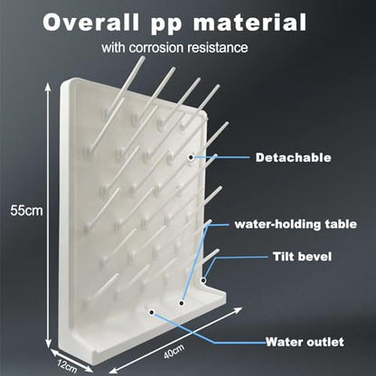Lab Drying Rack, White, 27 Pegs - color: White, size: 27pegs