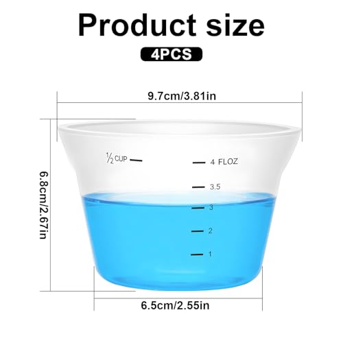 4 Pcs Silicone Laundry Measuring Cup 125ml Reusable Liquid Measuring Cup Laundry Detergent Dispenser Cups with Scale, Washable No Leak for Home Hotel