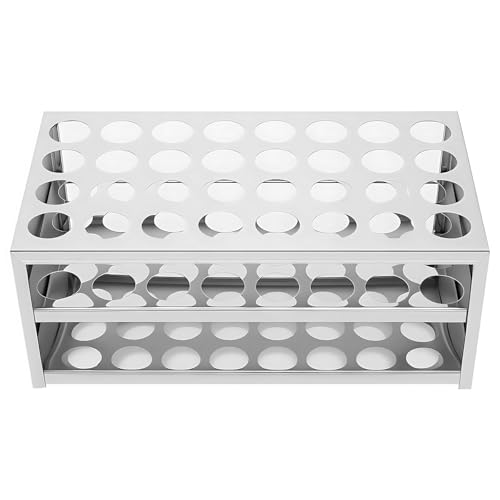 Labasics Stainless Steel Test Tube Rack, 32-Hole for 22.5 mm Tubes, Corrosion-Resistant for Laboratory Sample Storage