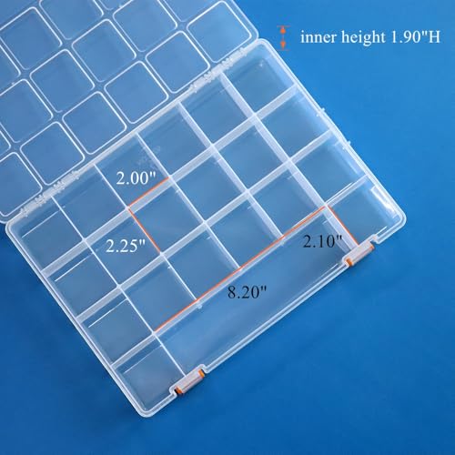 2 Pack Fixed 21 Grids Large Clear Plastic Storage Box - size: L