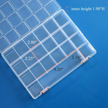 2 Pack Fixed 21 Grids Large Clear Plastic Storage Box - size: L