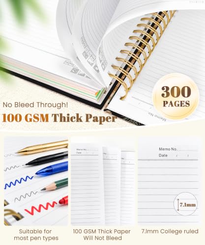 Cute Spiral Notebook Thick Lined Journal B5 with Pocket, Floral - color: Black Floral, size: B5