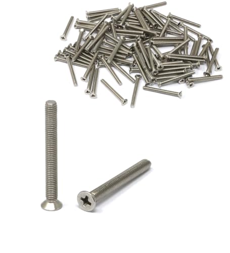 iexcell 100 Pcs M3 x 28mm Thread Pitch 0.5 mm Stainless Steel 304 Phillips Drive Flat Head Countersunk Screws Bolts, Bright Finish - size: M3 x 28mm