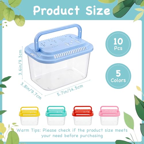10 Pcs Plastic Terrarium Reptile Carrier Cage, Small Fish Tank
