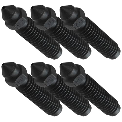 New Professional 6-Pack 3D Printer Nozzles Stainless Steel Hardened Tip 0.2-0.8mm Assortment High Flow Hotend Compatible for Elegoo Printers