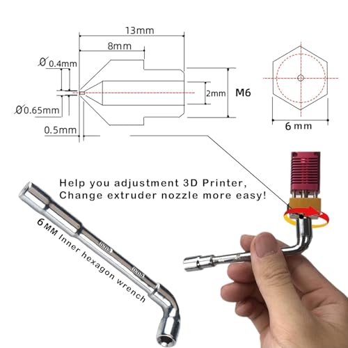 MK8 Nozzles Hardened Steel 3D Printer Extruders Nozzles 0.4mm - size: MK8 Hardened Steel, style: Kit: 0.4 Nozzles