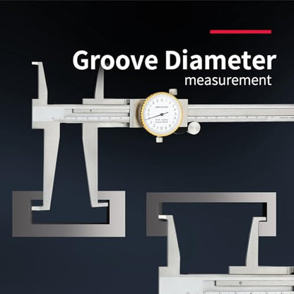 Inside Trench Vernier Caliper，Carbonteel Inner Micrometer Gauge Ruler Measuring Tool，dial Caliper DRINYOUNG (9-200mm (Double Hook dial Caliper) - size: 0.35-8" (Double Hook Dial Caliper)