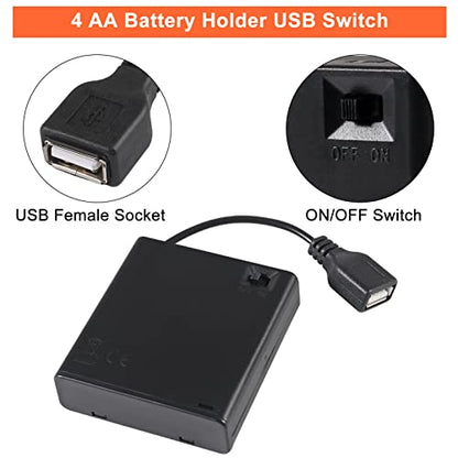 3pcs 4 AA Battery Holder USB Female Socket 4 AA Battery Case Box Holder with Cover and On/Off Switch - color: 4 AA Battery Holder with USB
