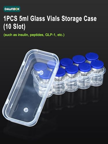 5ml Vial Holder Peptide Case for Firdge, 10-Shot Peptide & Insulin Organizer for Fridge, Transparent Box for 5mL Glass Vials (Insulin, GLP-1, Peptides, Etc.)