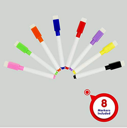 Magnetic Tabletop Desktop Easel &Whiteboard with Bonus 8X Dry Erase Markers. Double Sided and Self-Standing (16” X 12.5”)