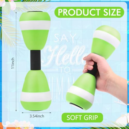 Seenelling Water Aerobics Set for Adults Neoprene Swim Gloves 2 Foam Aquatic Dumbbells Pool Exercise Equipment Water Weights for Aquatic Fitness Low Impact Pool Workouts - color: Green