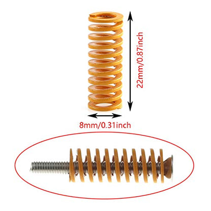 DGZZI 4PCS 50mm Upgraded Hand Twist Leveling Nuts + 4PCS Hot Bed Spring + 4PCS M4X40mm Screws for Creality 3D Printer CR-10 CR-10S CR-X CR-20 Ender-3 Ender Ane Geeetech Anycubic