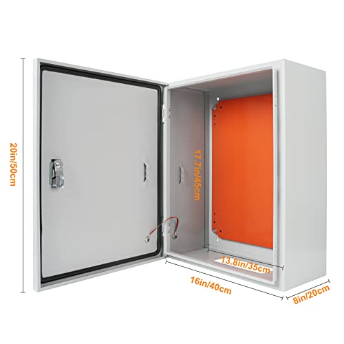 Cold Rolled Steel Electrical Box 20'' x 16'' x 8'' Indoor/Outdoor Thick Electrical Enclosure Box with Mounting Plate IP66 Weatherproof Anti-Rust and Anti-Corrosion (20'' x 16'' x 8'') - size: 20'' x 16'' x 8''