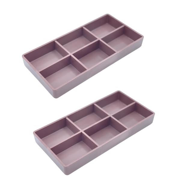 AmeiCan Goods 2/Pcs Dental Autoclavable Cabiet Tay #20 Plastic 6 Compartment Organizer Tray to Organize disc, Wheels, Stones and ect. 8"L x 4"W x 1"H (Mauve) - color: Mauve