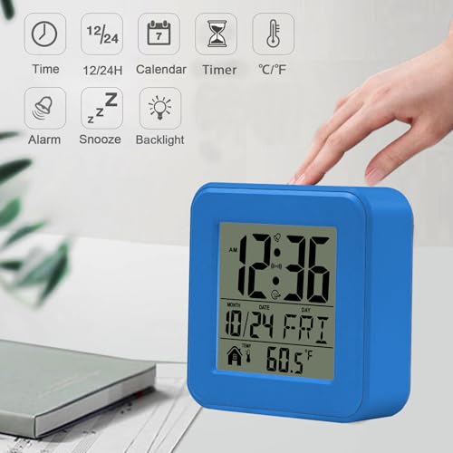 jomparis Small Digital Alarm Clock Battery Operated with Backlight for Bedroom Kids Room-Blue - color: Blue