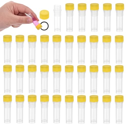 PATIKIL 1.0mL Plastic Cryogenic Vial, 64Pcs Cryogenic Storage Tube Lab Frozen Test Tube Container Storage Screw Cap for Lab Laboratory Science, Yellow Clear - color: Yellow, size: 1.0ml