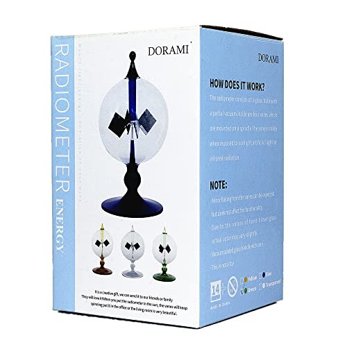 Blue Solar Power Radiometer Sun Light Energy Crookes Spinning Vanes Glass Windmill Gift Home Desk Decoration