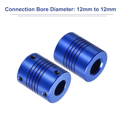 uxcell 2Pcs 12mm to 12mm Aluminum Alloy Shaft Coupling L30xD25 Flexible Coupler with Screws Beam for 3D Printer CNC Machine DIY Encoders and Motors Shaft,Blue - size: 12mm to 12mm