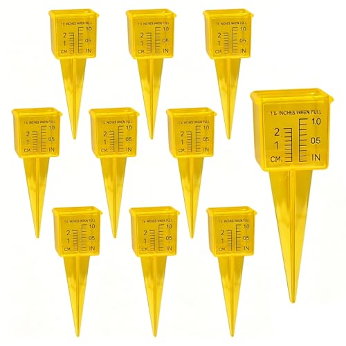 10Pack 1.5" Plastic Rain Gauge, Bright Yellow Rain Catcher