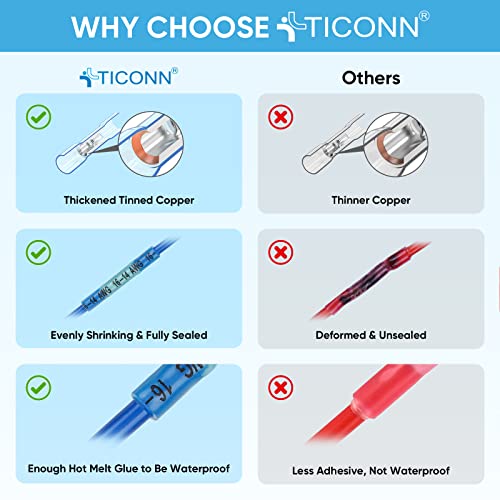 TICONN 560PCS Heat Shrink Butt Connectors, Crimp Wire Connectors Kit - size: 560 PCS-4Sizes