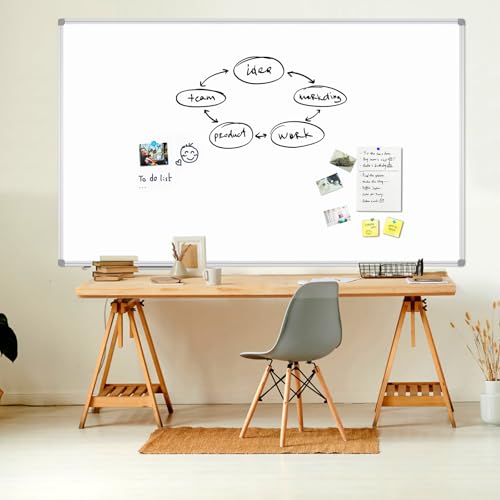 JILoffice Magnetic Dry Erase Board 96 x 48 inches, Large 4" x 8" Whiteboard for wall, Silver Aluminum Frame Wall Mounted Board for Office Home and School - size: 96"W x 48"H