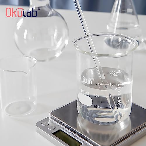 Glass Beakers, Heavy Duty, with Double Scale Printed Graduation. 10pcs of Vol.250ml, HBKG250B10 - style: 10pcs of 250ml