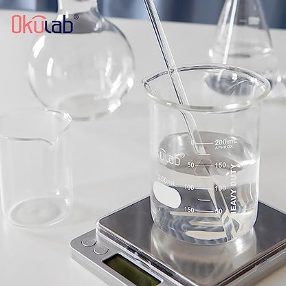 Glass Beakers, Heavy Duty, with Double Scale Printed Graduation. 10pcs of Vol.250ml, HBKG250B10 - style: 10pcs of 250ml