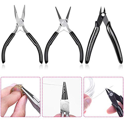 Jewelry Pliers, Cridoz Beading Pliers Set with Needle Nose Pliers, Round Nose Plier and Wire Cutter for Jewelry Making Beading Repair Supplies and Crafting (set of 3)