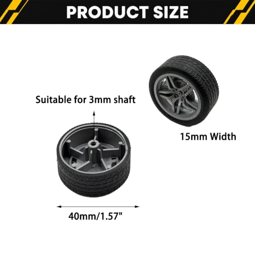 10PCS Toy Car Wheel RC Car Rubber Tire Wheel with 5PCS Round Shaft Axles for for RC Car Truck Robot Boat Helicopter DIY Model Building Projects (Silver)