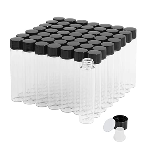 50PCS 7ml Clear Glass Small Vials with Screw Caps & Plastic Stoppers - size: 7ml