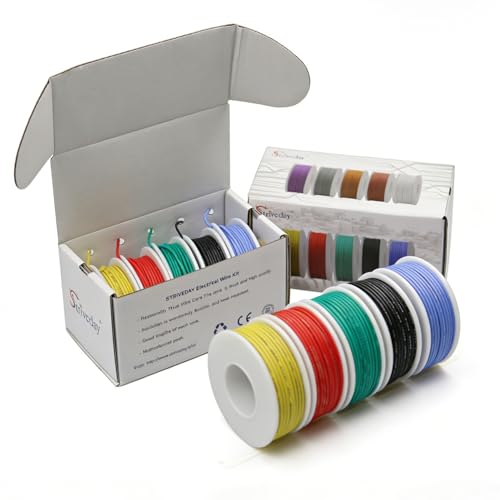 22 AWG Flexible Stranded Hook Up Wire - 100ft Tinned Copper, 300V PVC Insulated Electrical Cable for DIY Electronics, Automotive, Robotics, Soldering (5colors) - color: Box-1, size: 22AWG