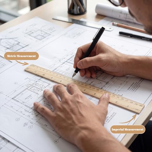80 Pack Wooden Rulers, 12 Inch/30 cm, Double-Sided for Classroom