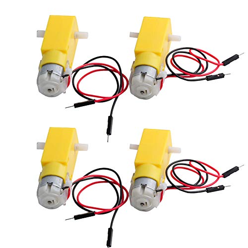 4PCS TT DC Gearbox Motor, 3-6V Dual Shaft Geared Motor, 200 RPM at 6V, 1:48 Ratio, 0.8kg·cm Stall Torque for Arduin0 Smart Car Chassis DIY Robot (Pack of 4)