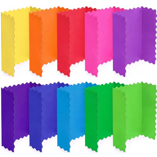Mooliwe 24" X 16" 10 Pack Scalloped Trifold Poster Board,Neon Colors - color: Neon Colors, size: 24" X 16"